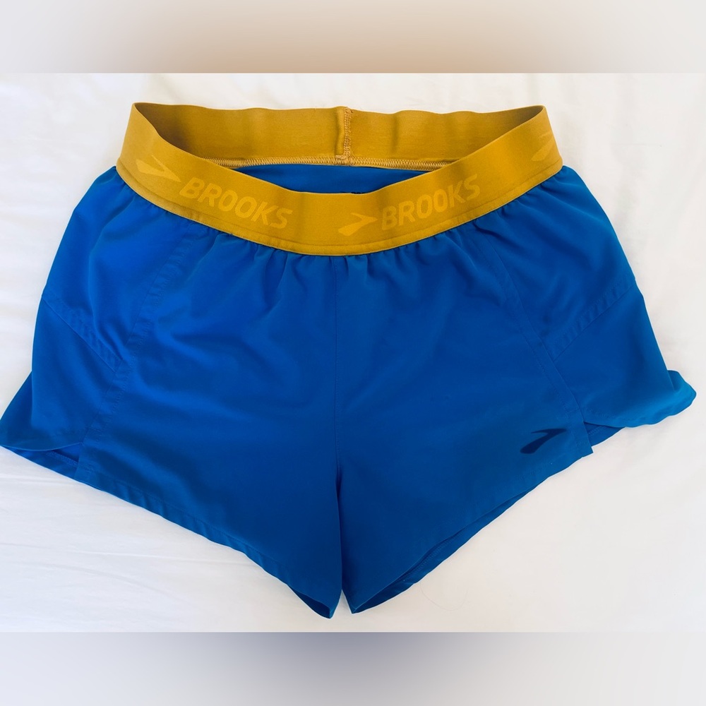 Brooks Athletic Shorts in Blue and Gold